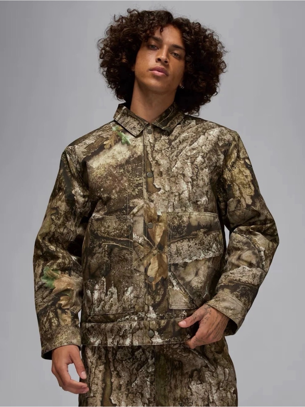 Nike Men's Jordan Flight Chicago Realtree Jacket Olive Sail HV0649-222 Sz M